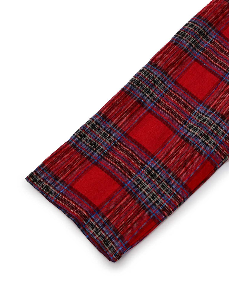 1940s Tartan Plaid Long Sleeve Belted Shirt Dress