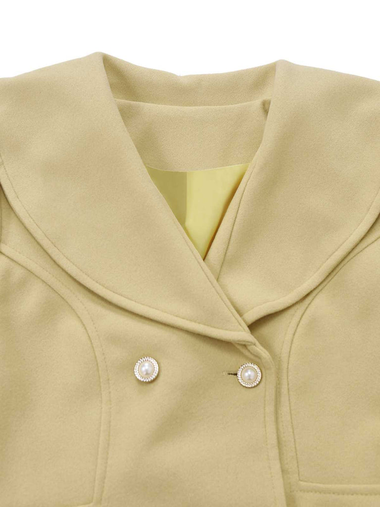 Yellow 1930s Lapel Double-Breasted Coat