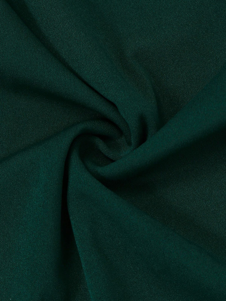 1930s Solid Ruched V-Neck Belted Jumpsuit