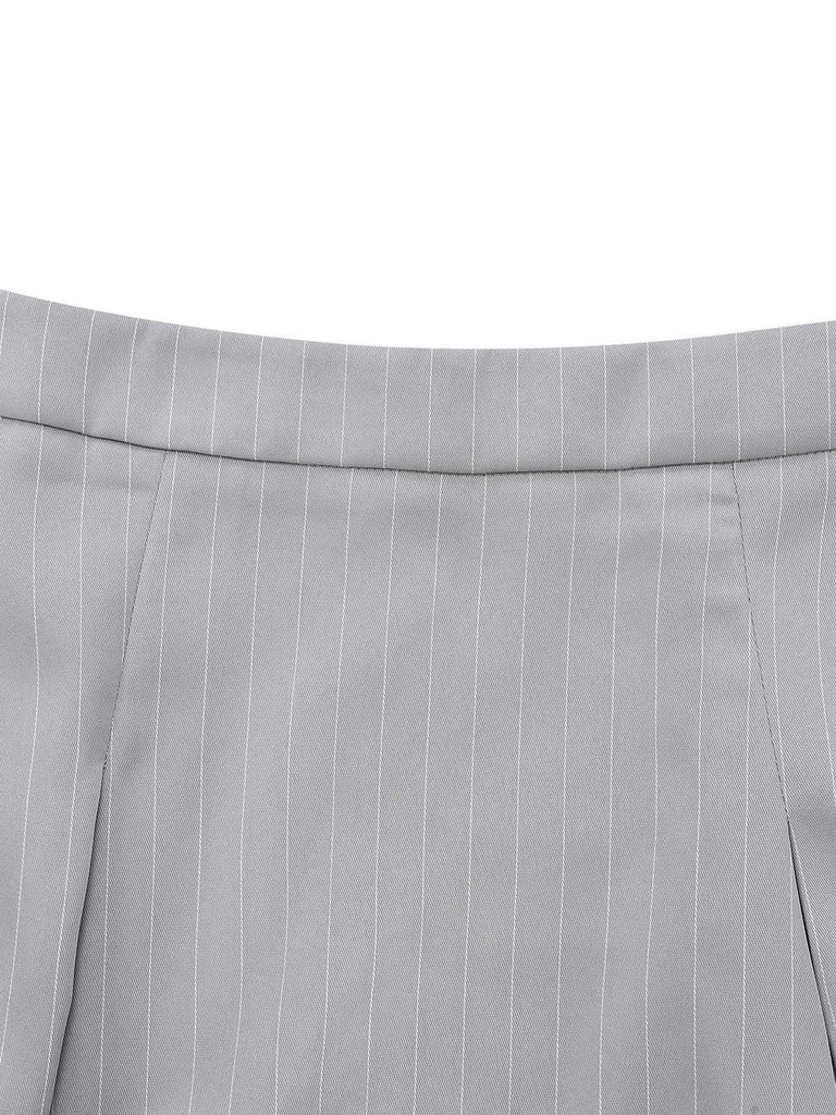 2PCS 1940s Stripe Sleeveless Vest & Midi Skirt