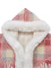 Pink 1930s Plaid Flannelette Fringed Hem Hooded Coat
