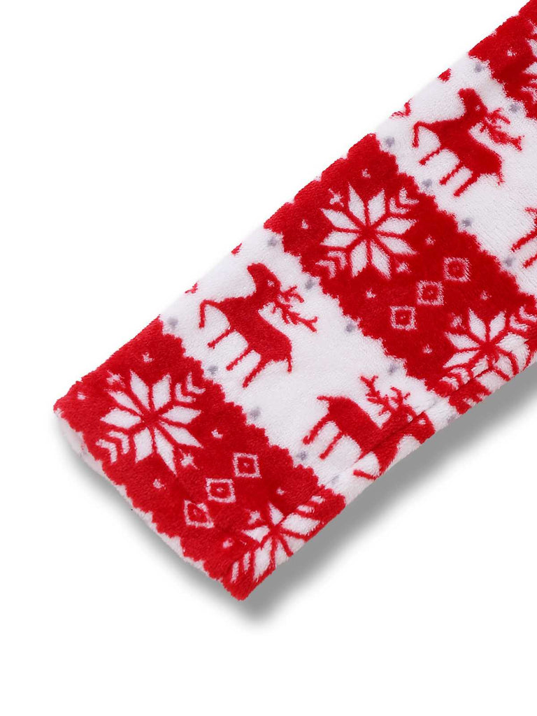 Red 1960s Christmas Reindeer Coral Fleece Pajamas