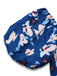Blue 1940s Floral Puff Sleeves Off-Shoulder Dress