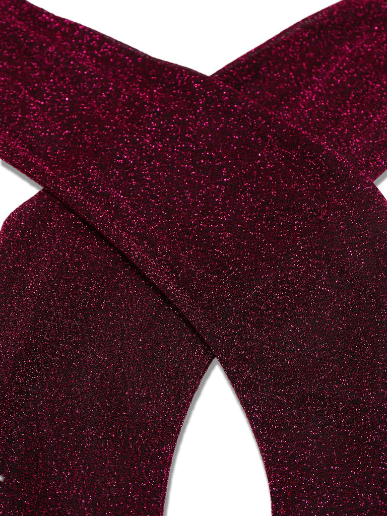 Purple 1970s Sheer Glitter Disco Halter Jumpsuit