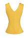 Yellow 1960s Cutout Floral Sleeveless Blouse