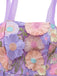 Purple 1950s Floral Embroidered Mesh A-Line Dress