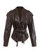 Dark Coffee 1970s Leather Belted Jacket