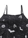 Black 1950s Halloween Print Slit Midi Dress