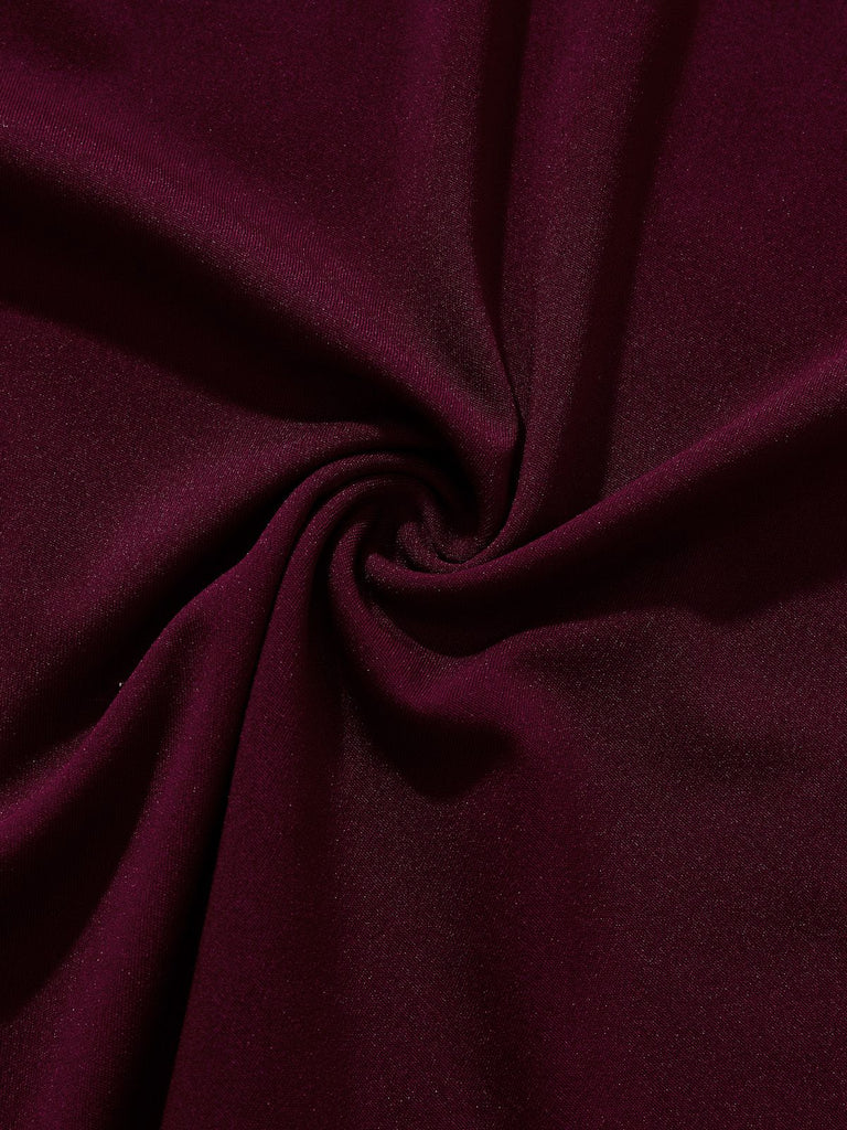 1960s Solid Glitter V-Neck Mesh Bodycon Dress