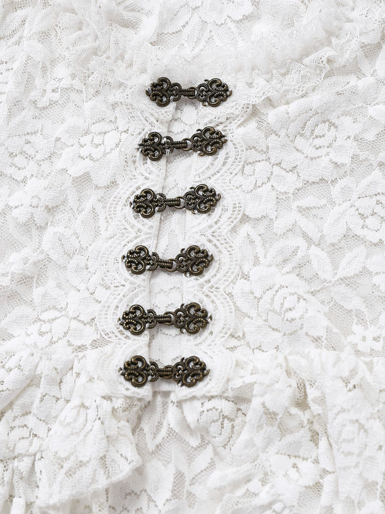 Black 1980s Gigot Sleeve Victorian Lace Dress