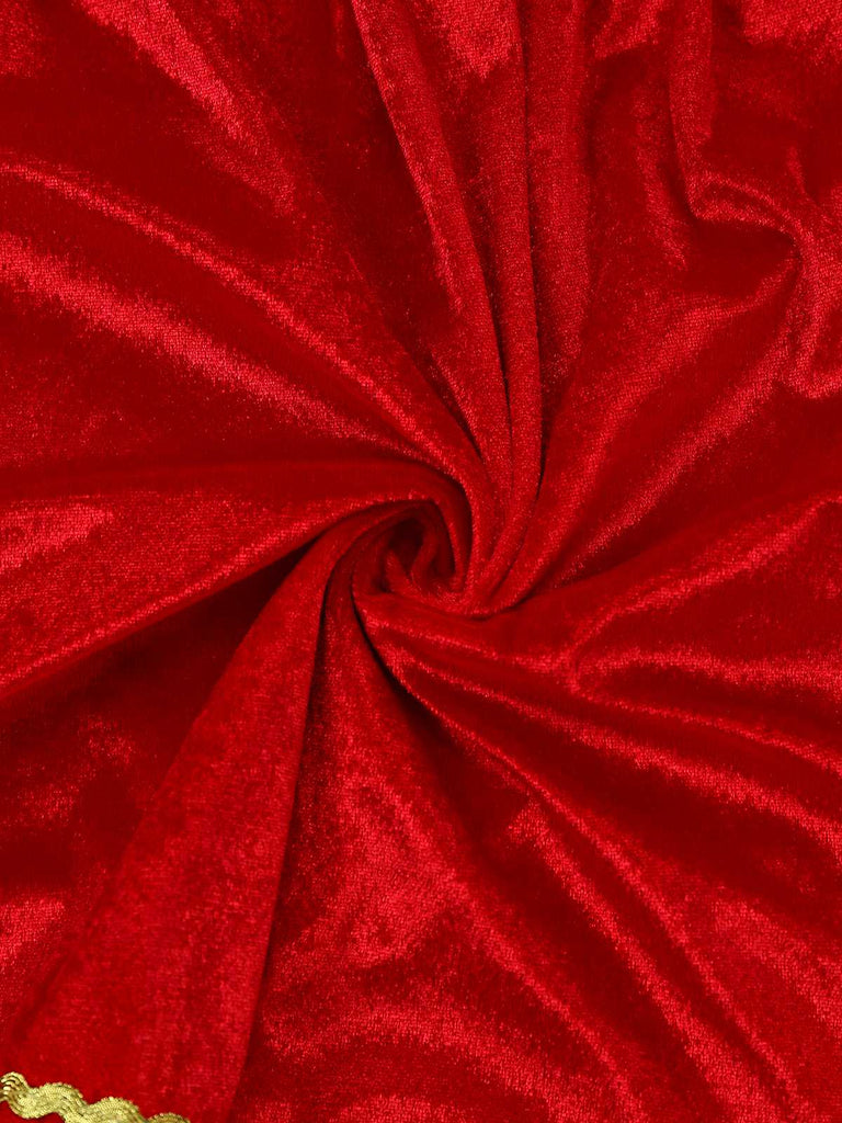 1960s Christmas Green V-Neck Top & Red Fur Trimmed Skirt