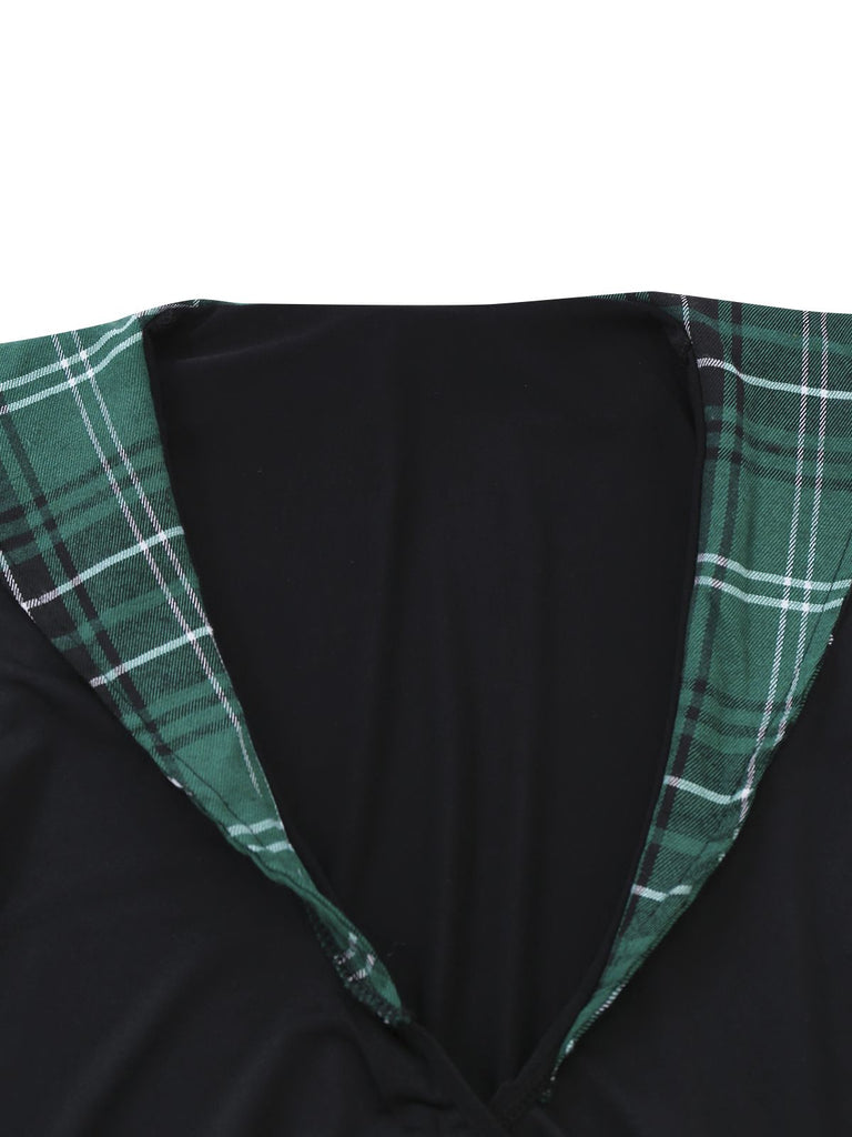 1980s Sexy Lace-Up Plaid Pajama Set