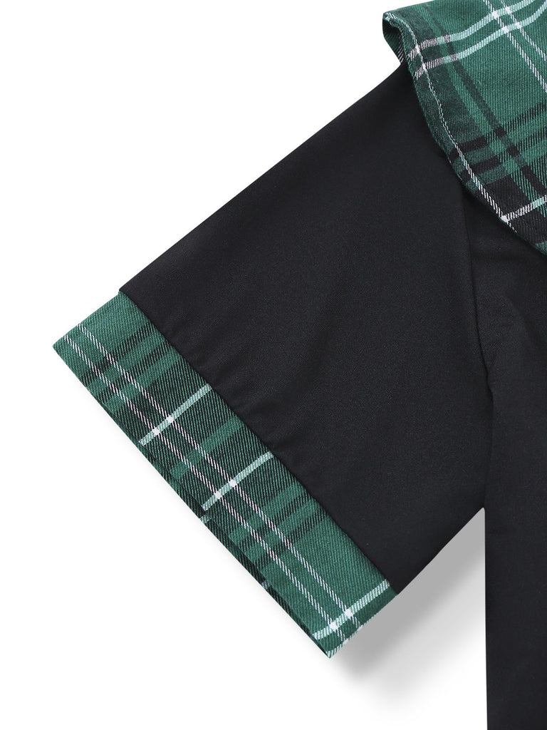 1980s Sexy Lace-Up Plaid Pajama Set