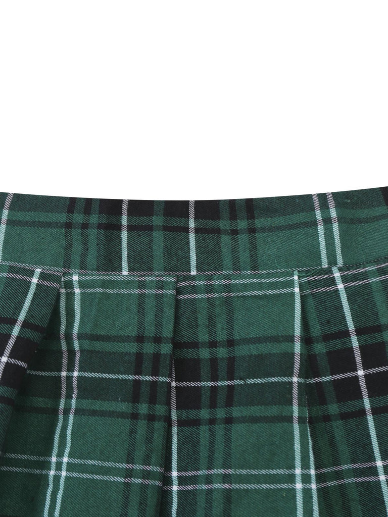 1980s Sexy Lace-Up Plaid Pajama Set