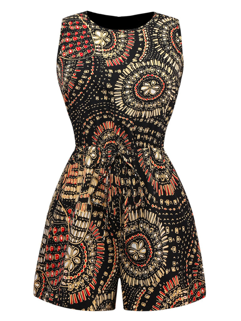 Multiclor 1970s Boho Irregular Print Romper