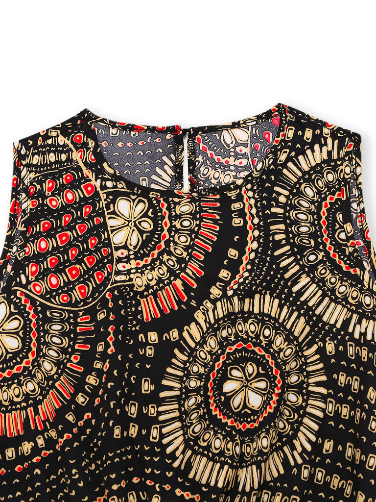Multiclor 1970s Boho Irregular Print Romper