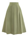 Green 1980s Solid Midi Skirt