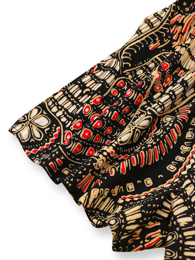 Multiclor 1970s Boho Irregular Print Romper