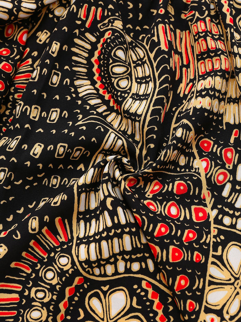 Multiclor 1970s Boho Irregular Print Romper