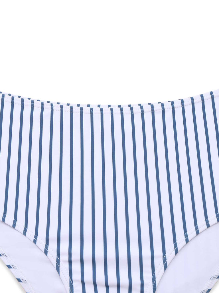 1950s Stripes Criss-Cross High-Waist Bikini Set