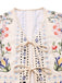 2PCS Cream Color 1950s Tropical Plants Boho Top & Pants