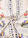 2PCS Cream Color 1950s Tropical Plants Boho Top & Pants