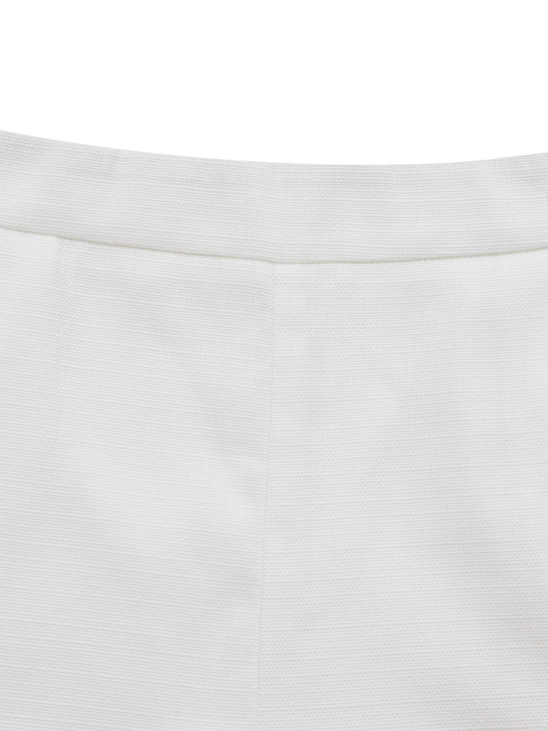 2PCS White 1960s Lapel Collar Button Sleeveless Suit