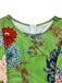 1940s Floral Doodle Puff Sleeve Dress