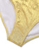 Gold 1980s Ruched Pearl Straps One-Piece Swimsuit