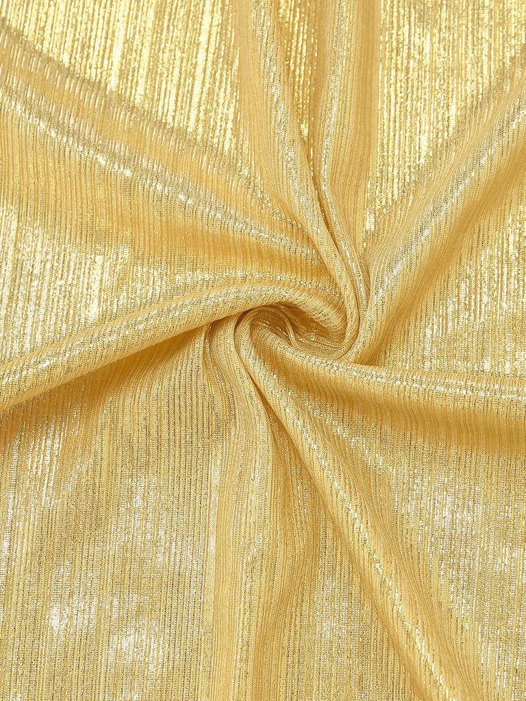 Gold 1980s Ruched Pearl Straps One-Piece Swimsuit