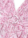 Pink 1970s Deep V-Neck Ruffle Floral Backless Dress