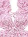 Pink 1970s Deep V-Neck Ruffle Floral Backless Dress