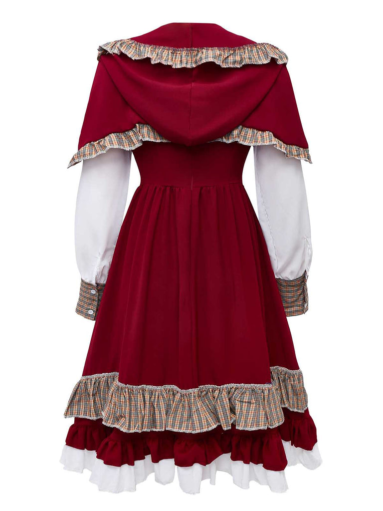 1950s Red Riding Halloween Costume Dress With Cape
