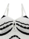 White 1970s Striped Knit Bodycon Dress