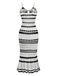 White 1970s Striped Knit Bodycon Dress