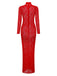 Red 1980s High Neck Sheer Lace Bodycon Maxi Dress
