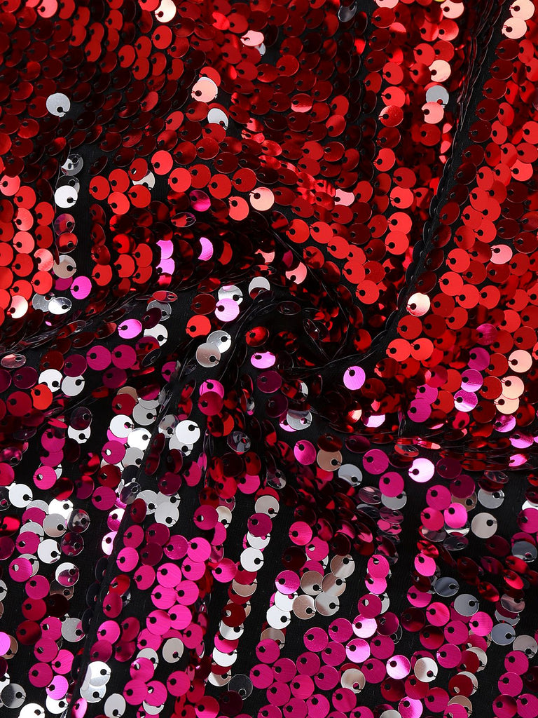 Multicolor 1980s Sequin Bodycon Spaghetti Strap Dress