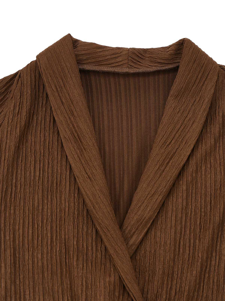 1930s V-Neck Textured Mesh Hem Mermaid Dress