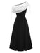 Black 1980s Contrast Off-Shoulder Dress