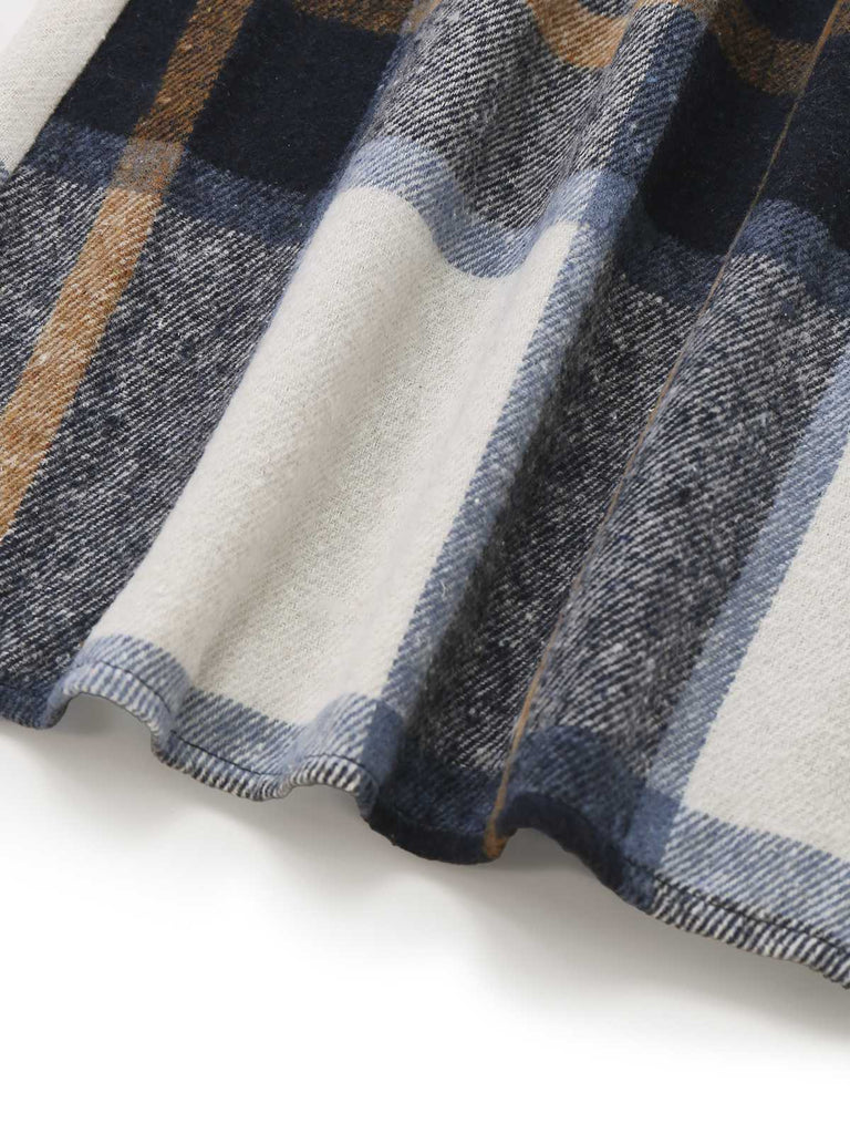 Multicolor 1960s Plaid Belted Shirt Dress