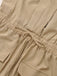 Khaki 1930s V-Neck Pocket Solid Romper