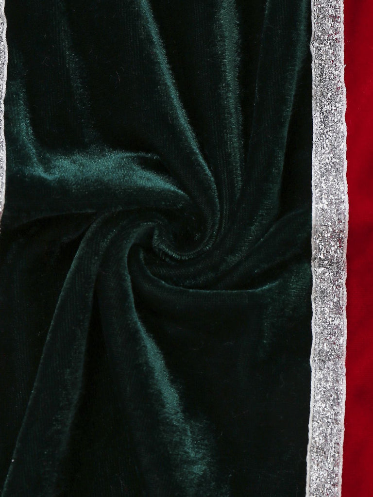 1960s Strapless Velvet Christmas Fur Trim Bow Dress Set