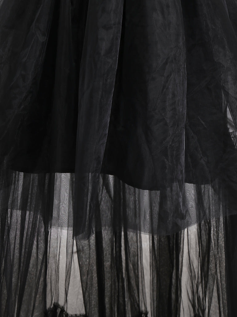Black 1980s Mesh Bow Dress