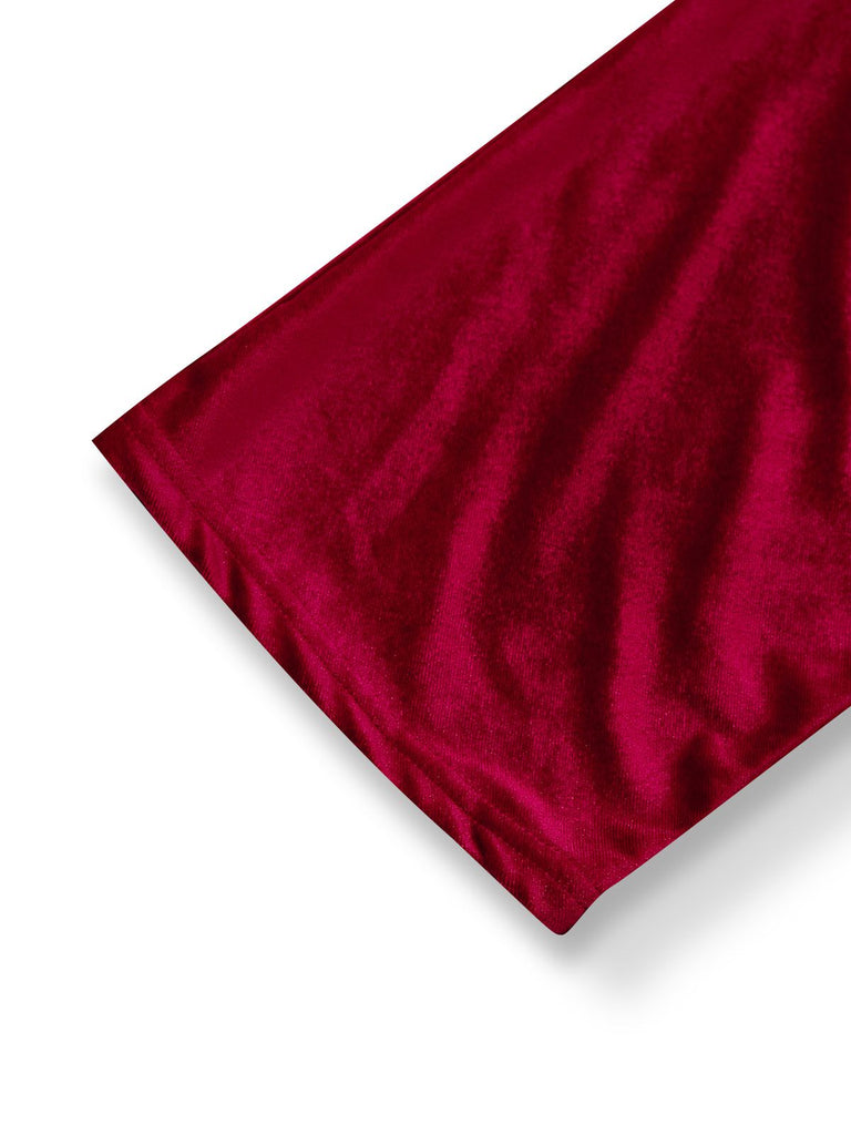 1960s Solid Velvet Half-Sleeve Dress