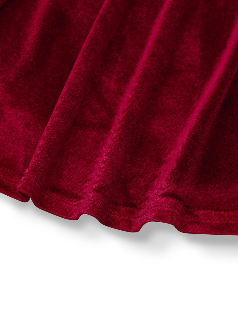 1960s Solid Velvet Half-Sleeve Dress