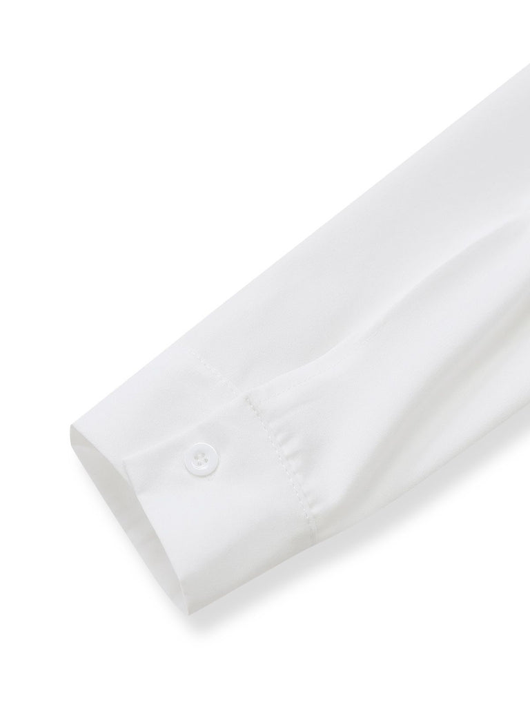 Beige 1940s Colorblock Lapel Button-Down Midi Dress