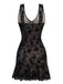 Black 1960s V-Neck Floral Lace Bodycon Dress