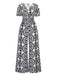 1970s V-Neck Boho Puff Sleeve Wide-Leg Jumpsuit