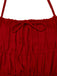 1950s Spaghetti Strap Lace-Up Backless Skater Dress