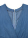 Blue 1970s Denim Puff Sleeve Cut-out Jumpsuit